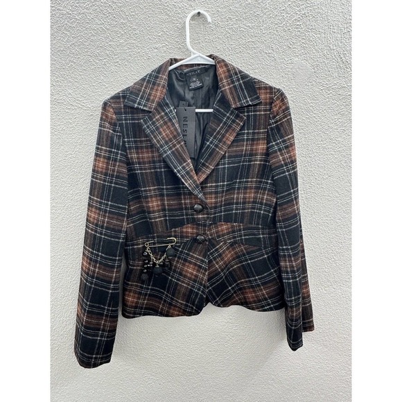 Neslay Paris Jackets & Blazers - NWTs Womens Neslay Plaid Long Sleeve Button Up Blazer Size Medium